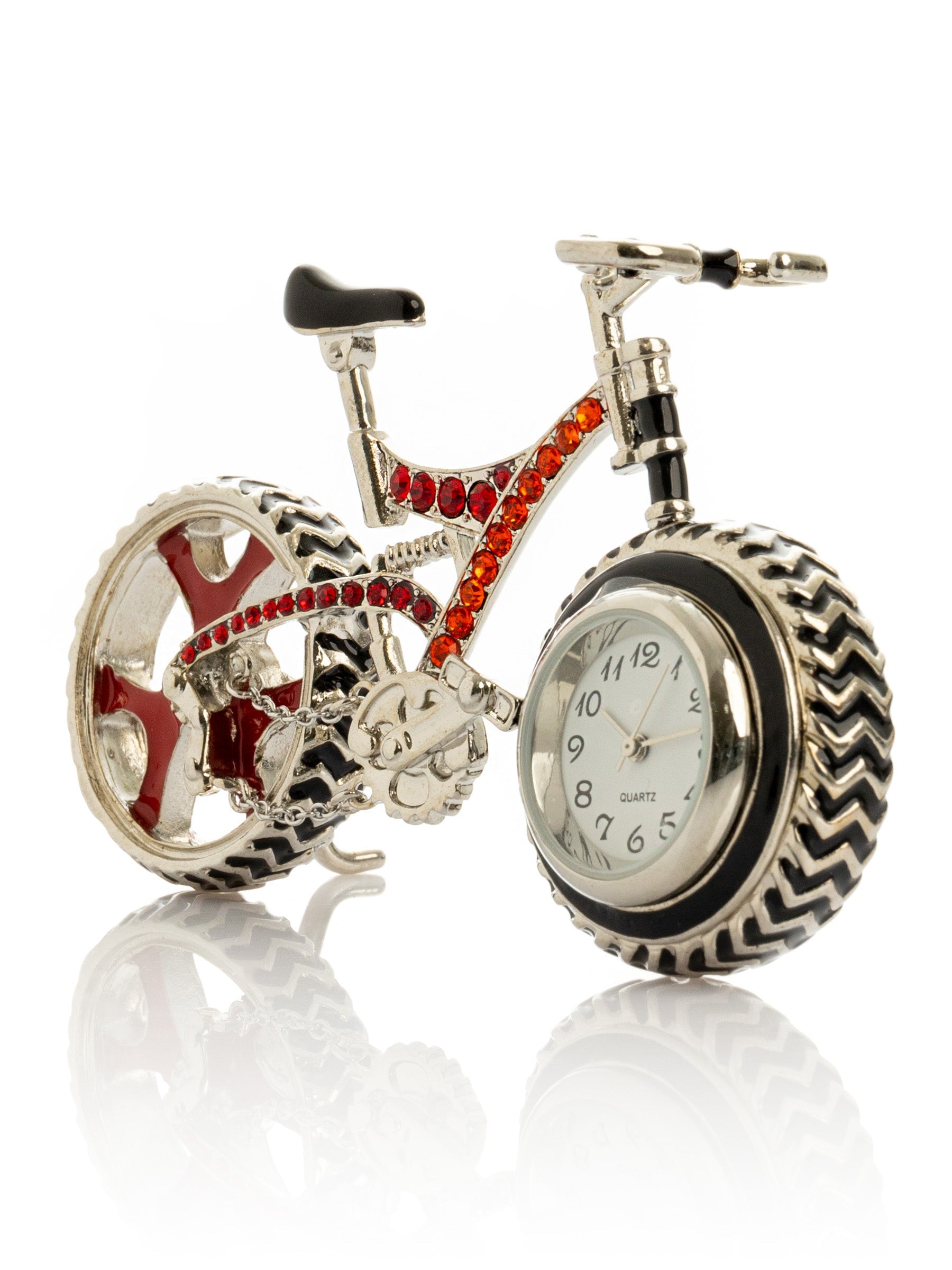 Bicycle clock with Red crystals-0
